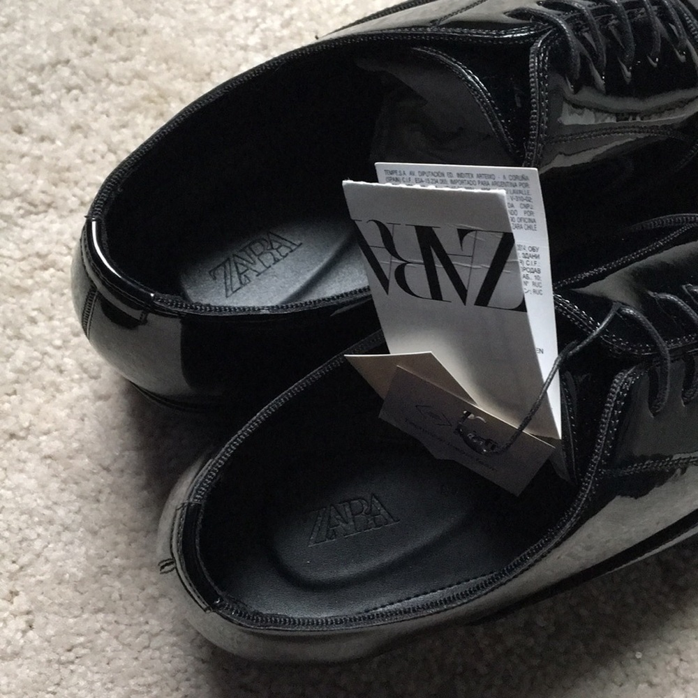 Zara Man Black Patent Finish Dress Shoes - Picture 10 of 11